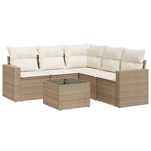 Set Divano da Giardino 6 pz con Cuscini Beige in Polyrattancod mxl 110984