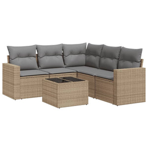 Set Divano da Giardino 6 pz con Cuscini Beige in Polyrattancod mxl 86990