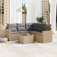 Set Divano da Giardino 6 pz con Cuscini Beige in Polyrattancod mxl 86990