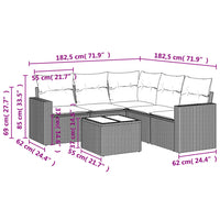 Set Divano da Giardino 6 pz con Cuscini Grigio in Polyrattancod mxl 114465