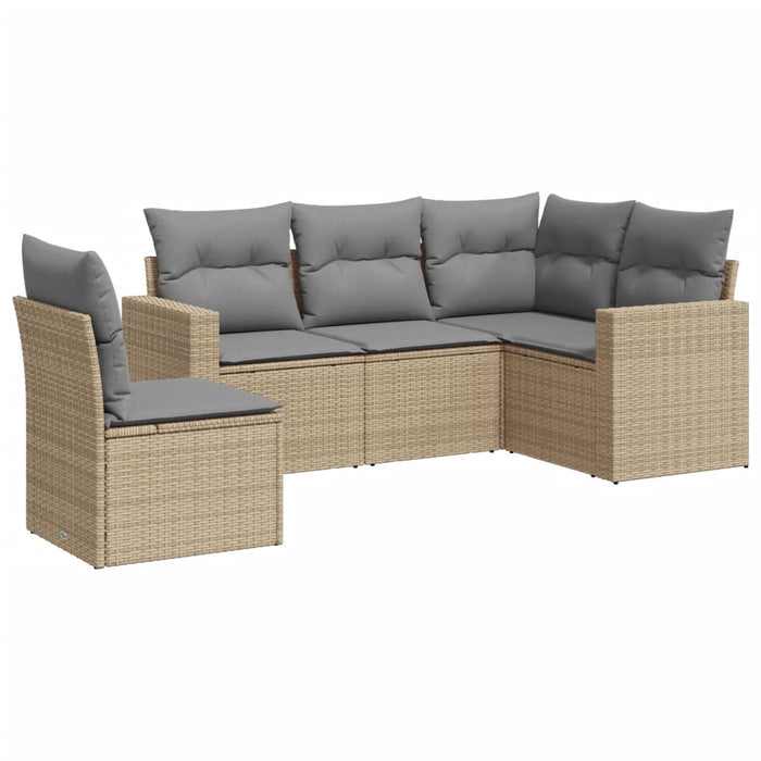 Set Divano da Giardino 5 pz con Cuscini Beige in Polyrattancod mxl 110954