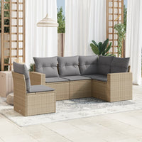 Set Divano da Giardino 5 pz con Cuscini Beige in Polyrattancod mxl 110954