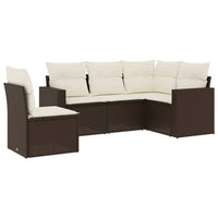 Set Divano da Giardino 5 pz con Cuscini Marrone in Polyrattan 3251310