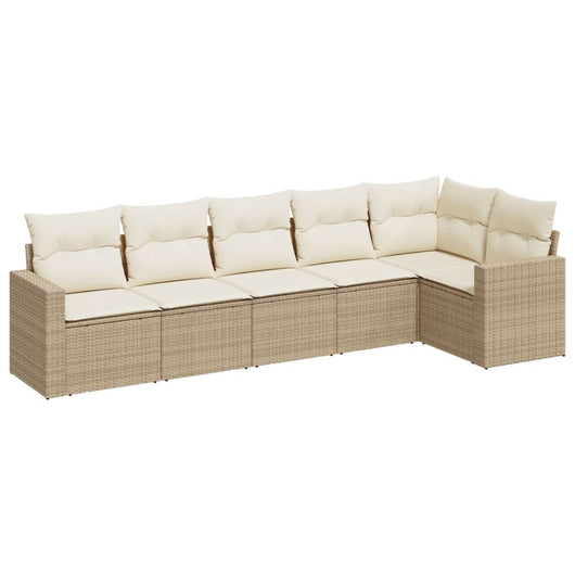 Set Divano da Giardino 6 pz con Cuscini Beige in Polyrattancod mxl 110955