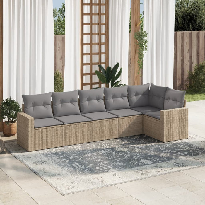 Set Divano da Giardino 6 pz con Cuscini Beige in Polyrattancod mxl 86959