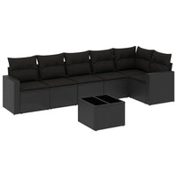 Set Divani da Giardino con Cuscini 7pz Nero Polyrattan 3251332