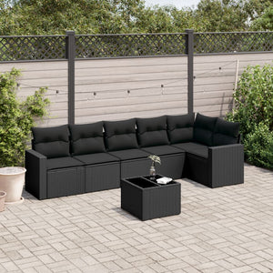 Set Divani da Giardino con Cuscini 7pz Nero Polyrattan 3251332