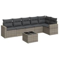 Set Divani da Giardino 7 pz con Cuscini Grigio in Polyrattan 3251337