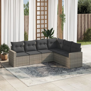 Set Divano da Giardino 6 pz con Cuscini Grigio in Polyrattancod mxl 88015