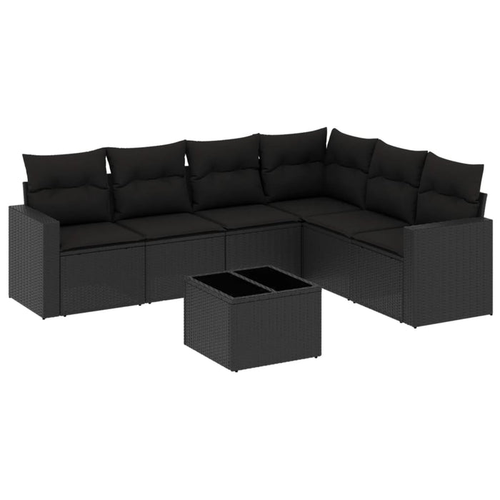 Set Divani da Giardino con Cuscini 7pz Nero Polyrattancod mxl 112611