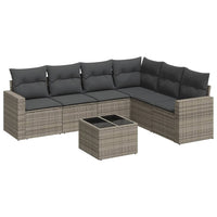 Set Divani da Giardino 7 pz con Cuscini Grigio in Polyrattan 3251357