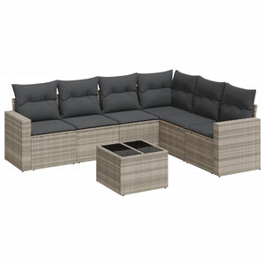 Set Divani da Giardino 7pz con Cuscini Grigio Chiaro Polyrattan 3251359