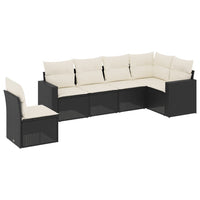 Set Divano da Giardino 6 pz con Cuscini Nero in Polyrattan 3251363