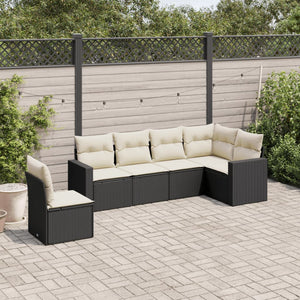 Set Divano da Giardino 6 pz con Cuscini Nero in Polyrattan 3251363