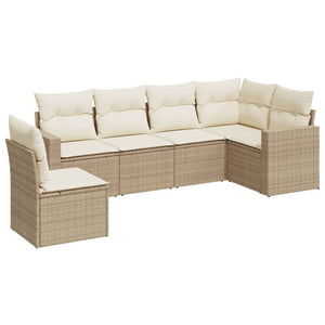 Set Divano da Giardino 6 pz con Cuscini Beige in Polyrattan 3251365