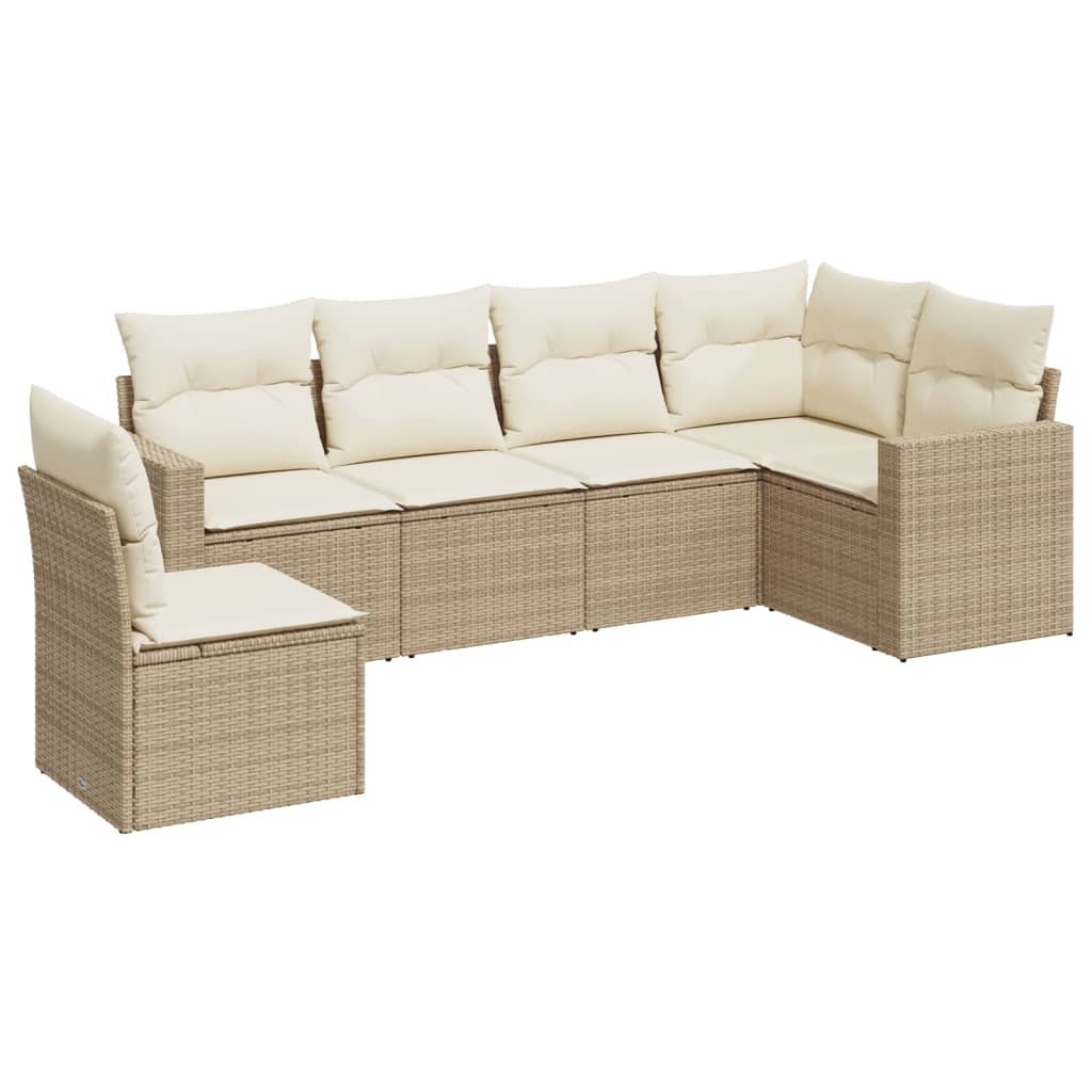 Set Divano da Giardino 6 pz con Cuscini Beige in Polyrattancod mxl 110996