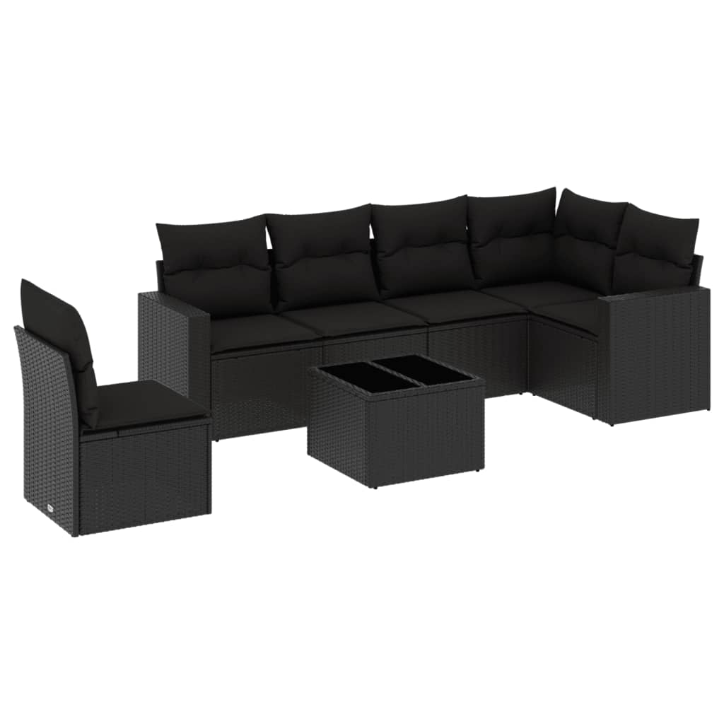 Set Divani da Giardino con Cuscini 7pz Nero Polyrattan 3251372