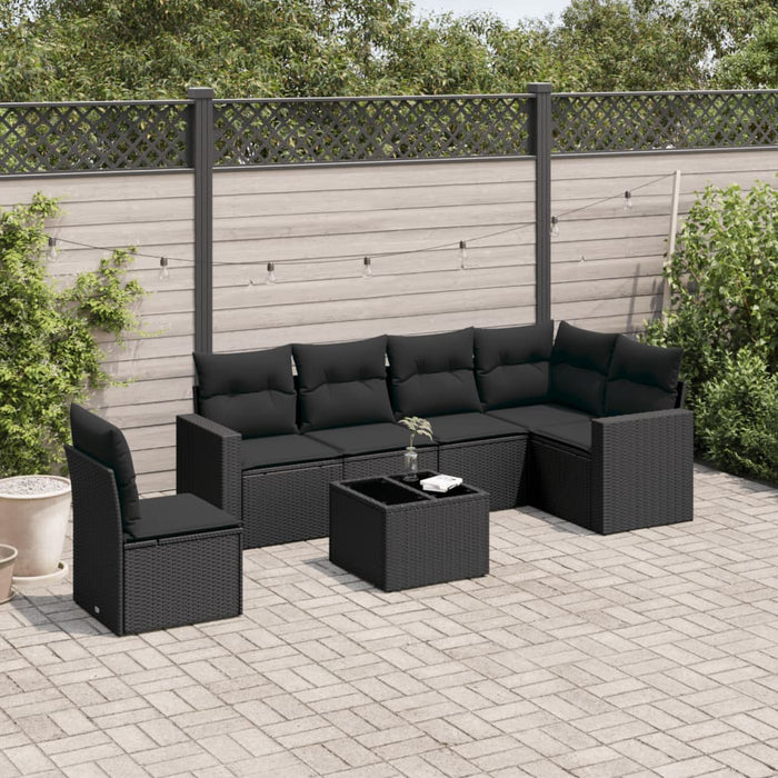 Set Divani da Giardino con Cuscini 7pz Nero Polyrattan 3251372