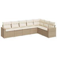 Set Divani da Giardino 7 pz con Cuscini Beige in Polyrattan 3251385