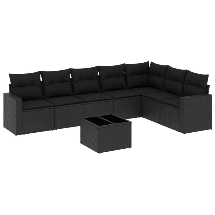 Set Divani da Giardino con Cuscini 8 pz Nero in Polyrattancod mxl 113936