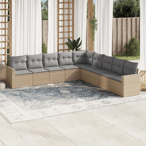 Set Divano da Giardino 9 pz con Cuscini Beige in Polyrattan 3251426