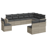 Set Divano Giardino 10 pz con Cuscini Grigio Chiaro Polyrattan 3251449