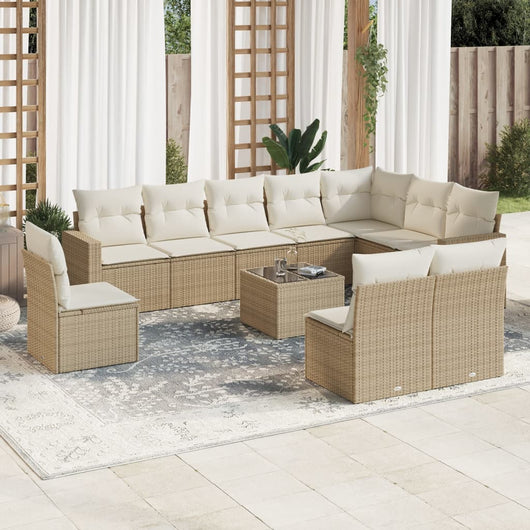 Set Divani da Giardino 11 pz con Cuscini Beige in Polyrattancod mxl 87184