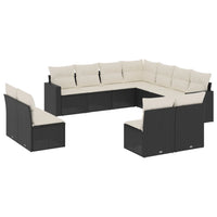 Set Divani da Giardino 11 pz con Cuscini in Polyrattan Nero 3251463