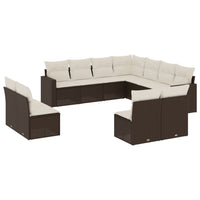 Set Divani da Giardino 11 pz con Cuscini Polyrattan Marrone 3251470