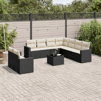 Set Divani da Giardino 10pz con Cuscini in Polyrattan Nero 3251493