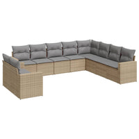 Set Divano da Giardino 10 pz con Cuscini Beige in Polyrattan 3251506