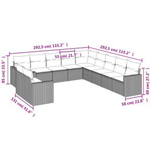 Set Divani da Giardino 11 pz con Cuscini Beige in Polyrattancod mxl 111285