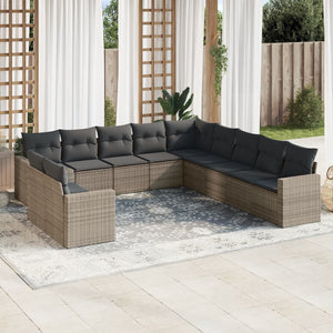 Set Divani da Giardino 11 pz con Cuscini in Polyrattan Grigiocod mxl 88591