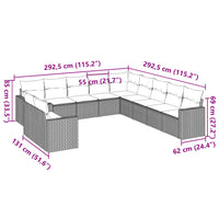 Set Divani da Giardino 11 pz con Cuscini Polyrattan Marrone 3251530