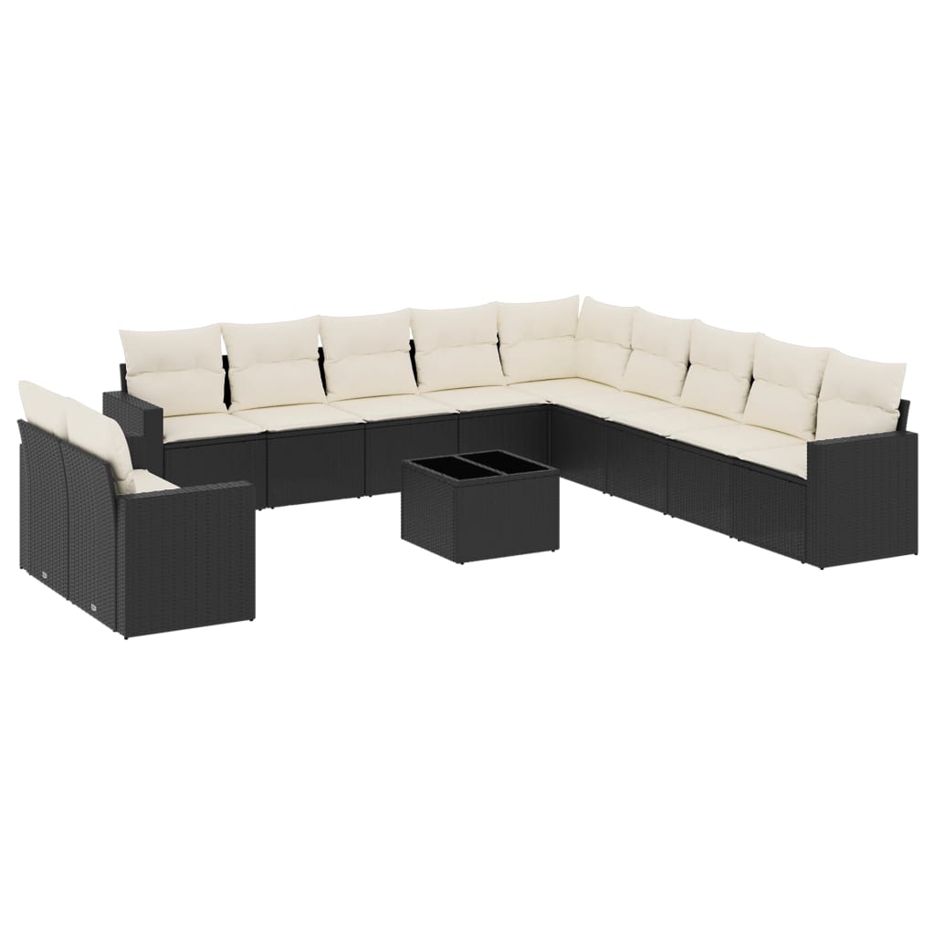 Set Divani da Giardino 12 pz con Cuscini Nero in Polyrattancod mxl 92034