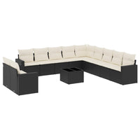 Set Divani da Giardino 12 pz con Cuscini Nero in Polyrattan 3251533