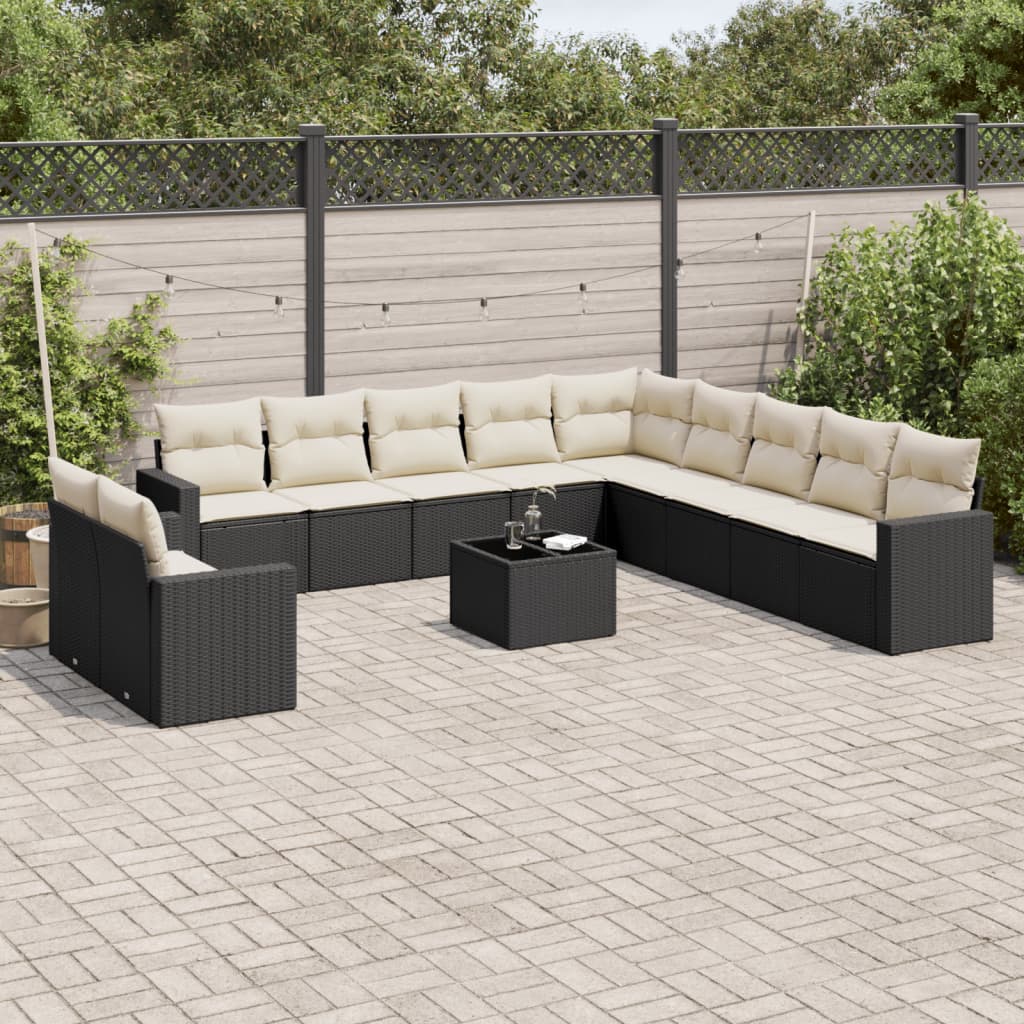 Set Divani da Giardino 12 pz con Cuscini Nero in Polyrattancod mxl 92034