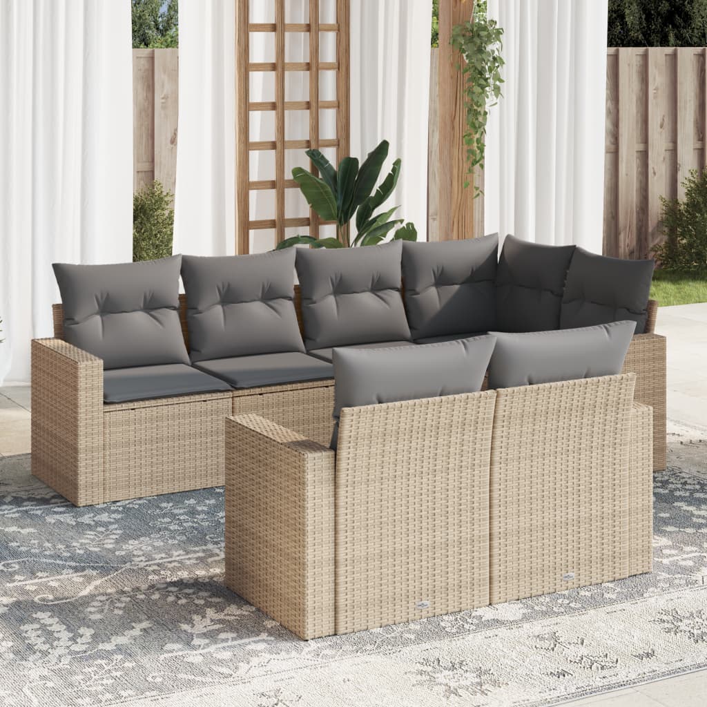 Set Divani da Giardino 7 pz con Cuscini Beige in Polyrattancod mxl 88026