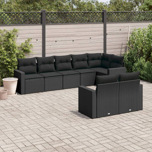 Set Divani da Giardino con Cuscini 8 pz Nero in Polyrattancod mxl 88621