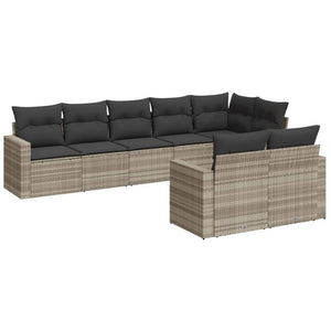 Set Divano da Giardino 8pz con Cuscini Grigio Chiaro Polyrattan 3251559