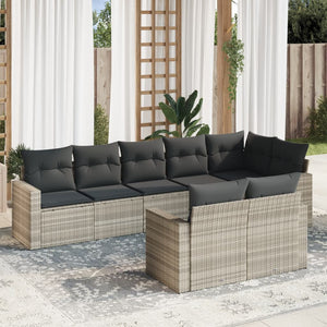 Set Divano da Giardino 8pz con Cuscini Grigio Chiaro Polyrattan 3251559