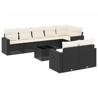 Set Divani da Giardino 9 pz con Cuscini Nero in Polyrattan 3251563