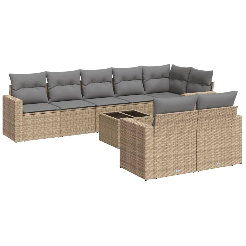 Set Divano da Giardino 9 pz con Cuscini Beige in Polyrattancod mxl 113302