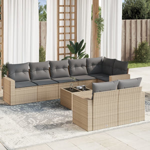 Set Divano da Giardino 9 pz con Cuscini Beige in Polyrattancod mxl 113302