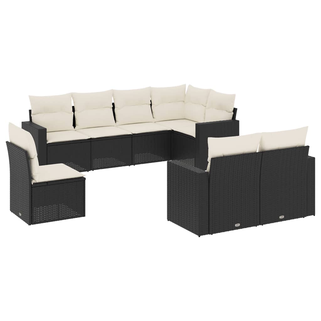 Set Divani da Giardino con Cuscini 8 pz Nero in Polyrattancod mxl 92059