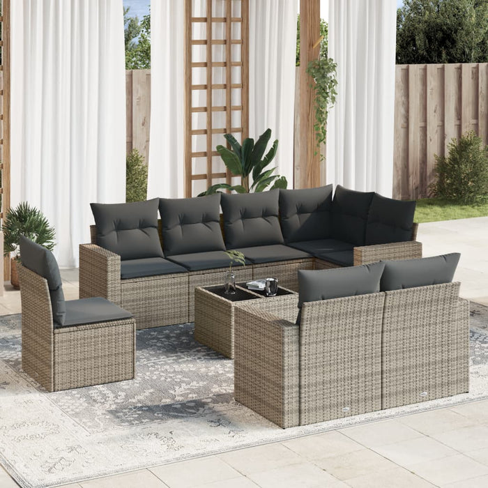 Set Divano da Giardino 9 pz con Cuscini Grigio in Polyrattancod mxl 114570