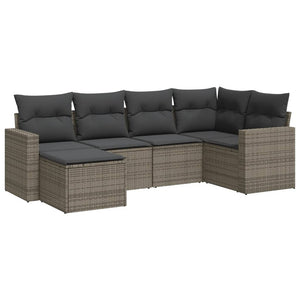 Set Divano da Giardino 6 pz con Cuscini Grigio in Polyrattan 3251597