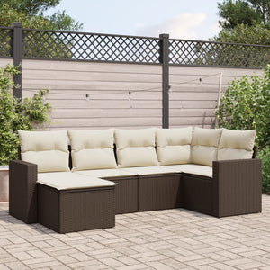 Set Divano da Giardino 6 pz con Cuscini Marrone in Polyrattan 3251600