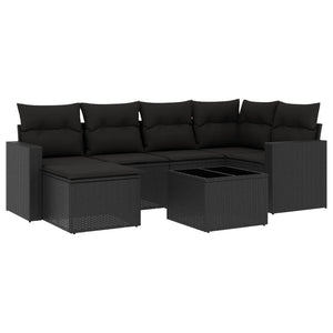 Set Divani da Giardino con Cuscini 7pz Nero Polyrattan 3251602