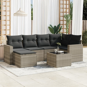 Set Divani da Giardino 7pz con Cuscini Grigio Chiaro Polyrattan 3251609